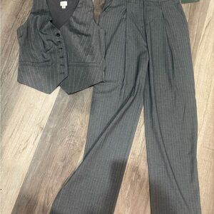 a new day Charcoal Pinstripe Women's Trousers and Vest